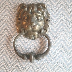 Vintage solid brass lion head door knocker